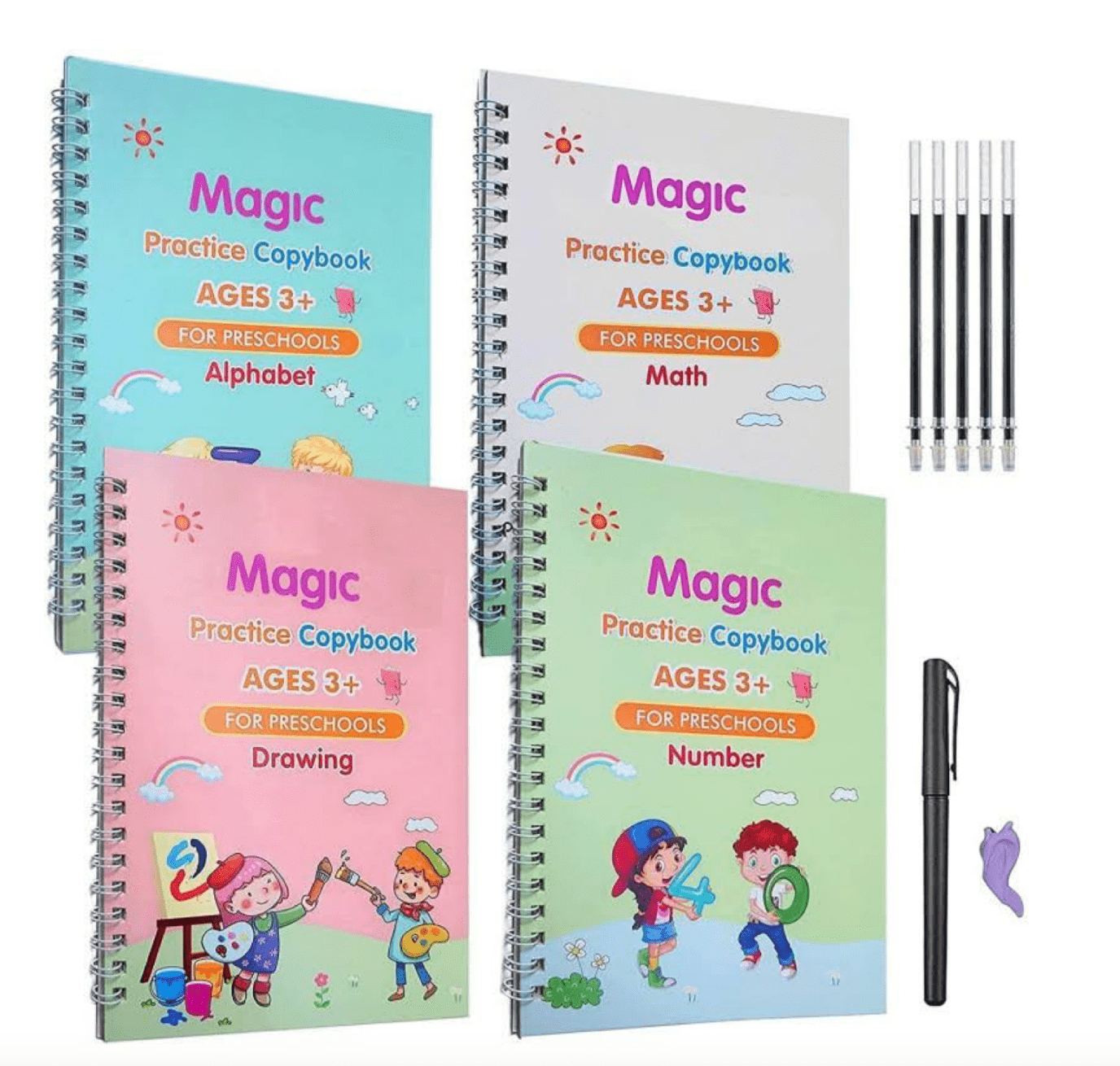 Sank Magic Books for Kids (3+ Years) || Reusable Calligraphy Books for  Kids, Practice Copybook for Kids English