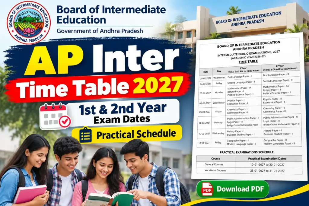 AP Inter Time Table 2027