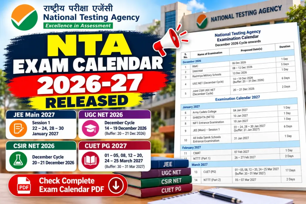 NTA Exam Calendar 2026-27