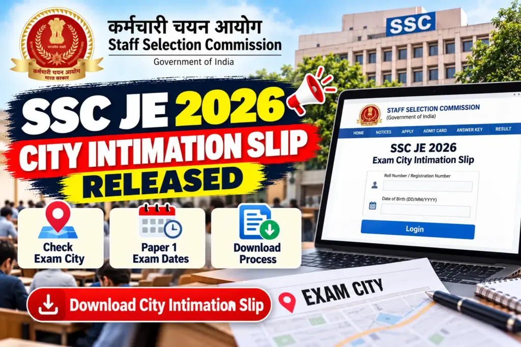 SSC JE City Intimation Slip 2026