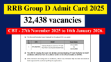 RRB Group D Admit Card 2025 – Download Link, Exam Date & Full Details