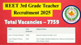 Rajasthan REET (Mains) Notification 2025 Release 7759 Vacancies for Level 1 & 2 Teachers