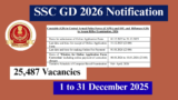 SSC GD 2026 Notification Out for 25,487 Vacancies – Check Eligibility, Exam Pattern