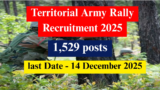 Territorial Army Rally Recruitment 2025 – Full Details, Eligibility, Selection Process