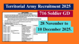 Territorial Army Soldier GD Recruitment 2025 – Apply for 716 Posts (Haryana & Delhi Rally)